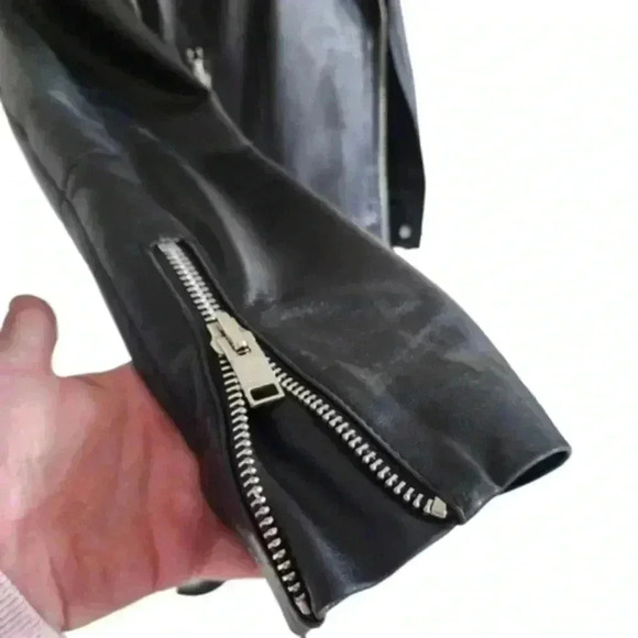 Aritzia Talula Hendrix Leather Jacket Biker  Black Silver Hardware Women's Med - Picture 10 of 16